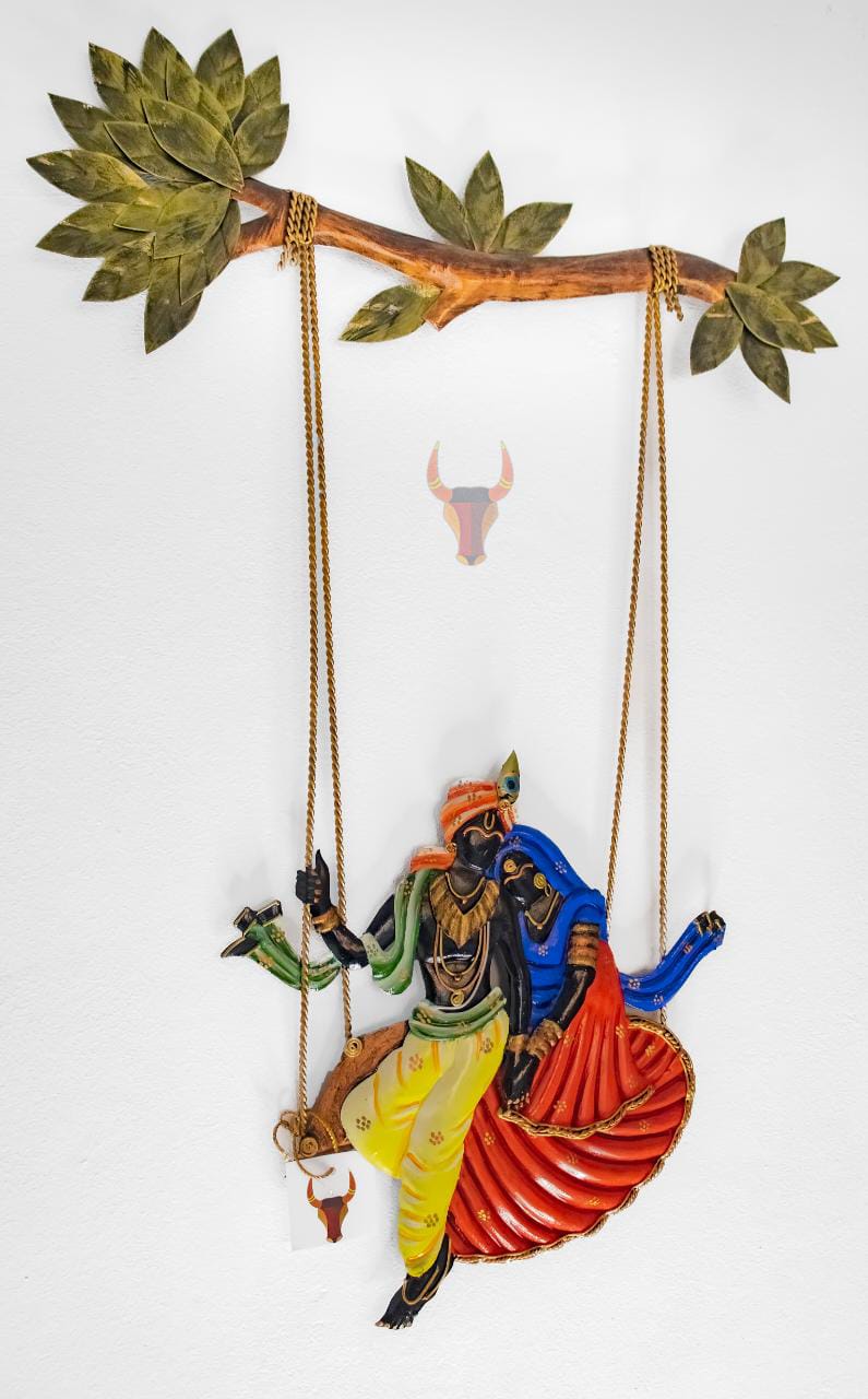 Divine Swing: Lord Krishna & Radha Wall Hanging