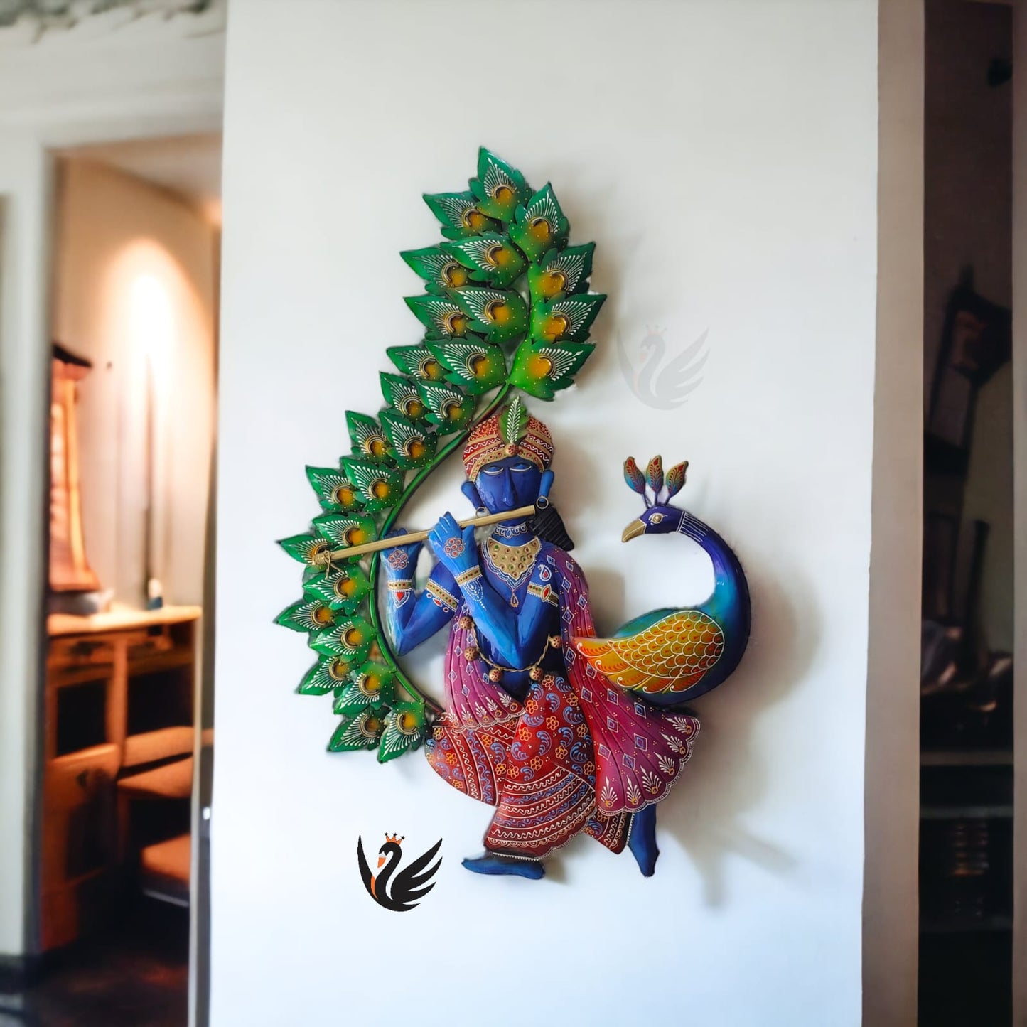 Eternal Melody: Peacock & Flute Wall Sculpture